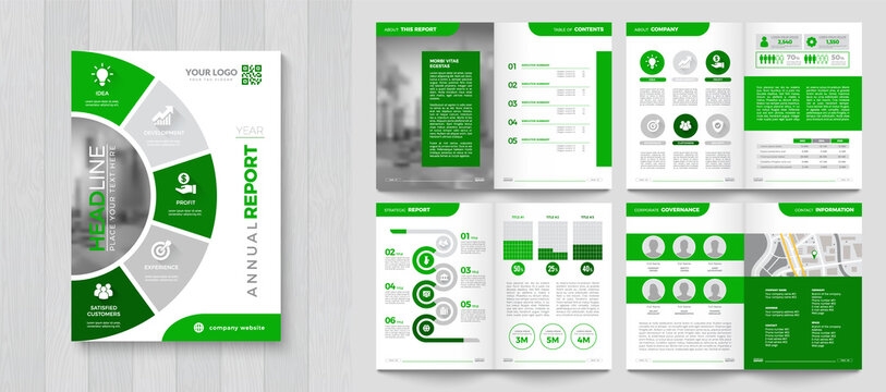 Corporate Annual Report with a cover. Brochure, Folder, Presentation, Leaflet. A4 format.