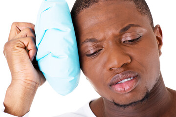 Handsome male with headache. 