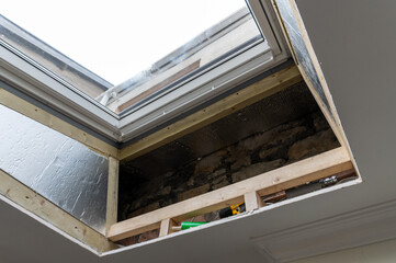 Close up of Roof Window Install progress