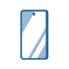 Smartphone with a glossy screen. Glare on the glass. Vector isolated illustration with white background.