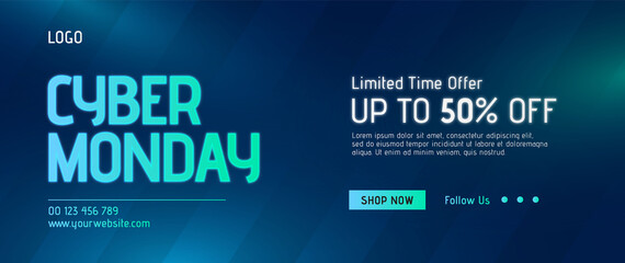 Cyber Monday Sale Banner Design Template, Social Media Network Marketing Promotion Concept