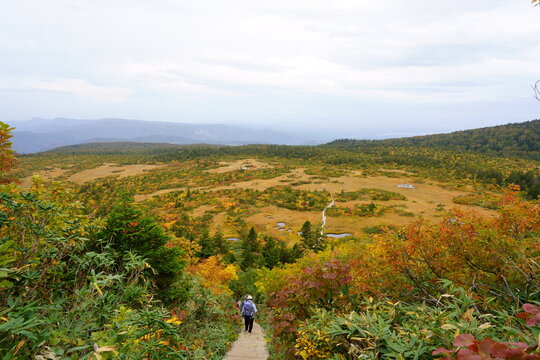 Scenery of Hakkoda Mountains in Japan with beautiful autumn colors