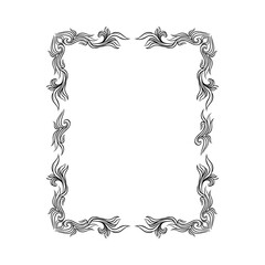 Black Ornate Frame with Filigree Swirls Vector Clipart