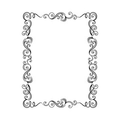Black Ornate Frame with Filigree Swirls Vector Clipart
