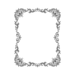 Ornamental Black Frame with Filigree Swirls Vector Clipart