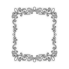 Rectangular Black Frame with Filigree Swirls Vector Clipart
