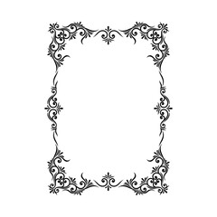 Ornamental Black Frame with Filigree Swirls Vector Clipart