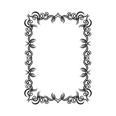 Ornamental Black Frame with Filigree Swirls Vector Clipart