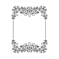 Black Ornate Frame with Filigree Swirls Vector Clipart