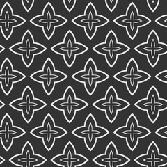 seamless pattern with black and white flowers