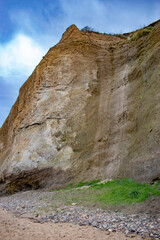 geological structure, landslide on steep coastal cliffs 