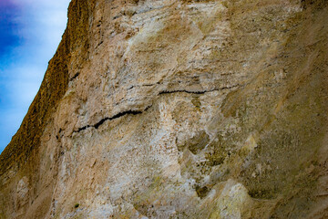 geological structure, landslide on steep coastal cliffs 