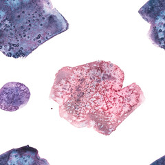 Abstract spot watercolor on white background. The color splashing in the paper. Abstract illustration on a white background seamless pattern. Banner for text, grunge element for decoration.