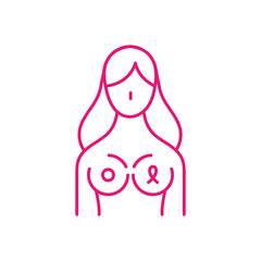 breast cancer woman with ribbon line style icon vector design