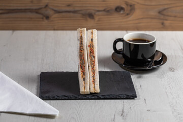 Coffee shop sandwich on white bread