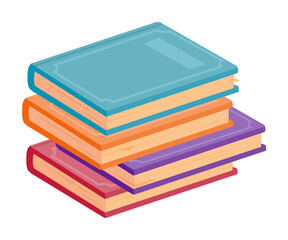 Hardback textbook, dictionary, encyclopedia stack isolated