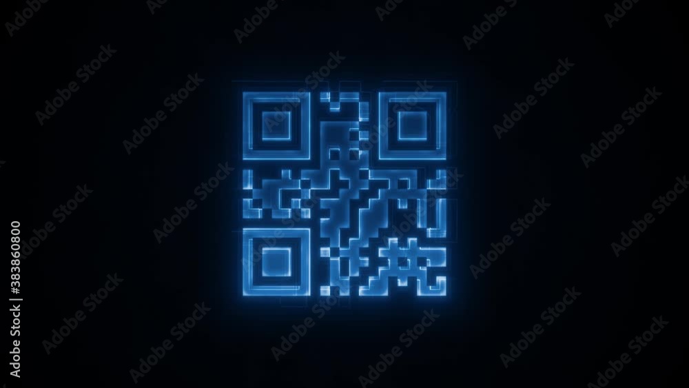 Poster cyber qr code technology icon reveal background loop/ 4k animation of an abstract cyber technology b