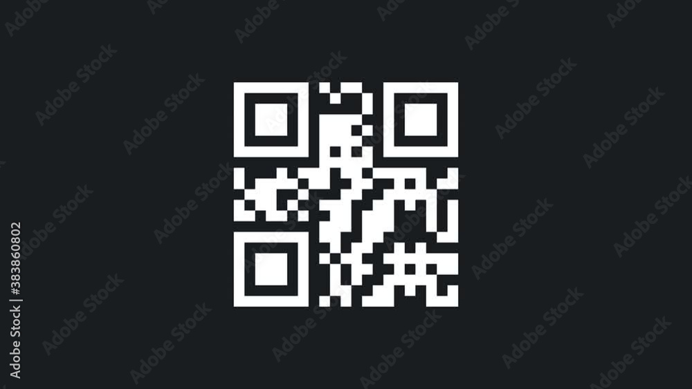 Poster cyber qr code technology icon reveal background loop/ 4k animation of an abstract cyber technology b