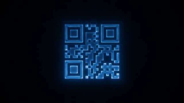 Cyber QR Code Technology Icon Reveal Background Loop/ 4k animation of an abstract cyber technology background with qr code icon reveal
