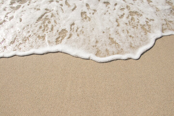 Beach background for your text. Beach, sand and sea. Travel, seascape, summer, vacation concept. Place for your design.