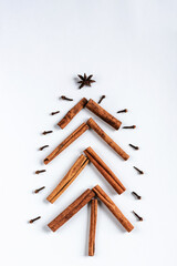 Christmas tree folded from cinnamon sticks, cloves and anise
