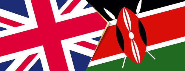 United Kingdom and Kenya flags, two vector flags.