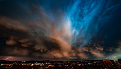 Sky with epic dramatic storm clouds during tornado