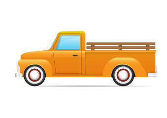 Yellow pickup truck side view. © syafak