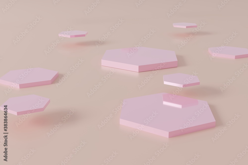 Poster abstract pink hexagon honeycomb background 3d rendering