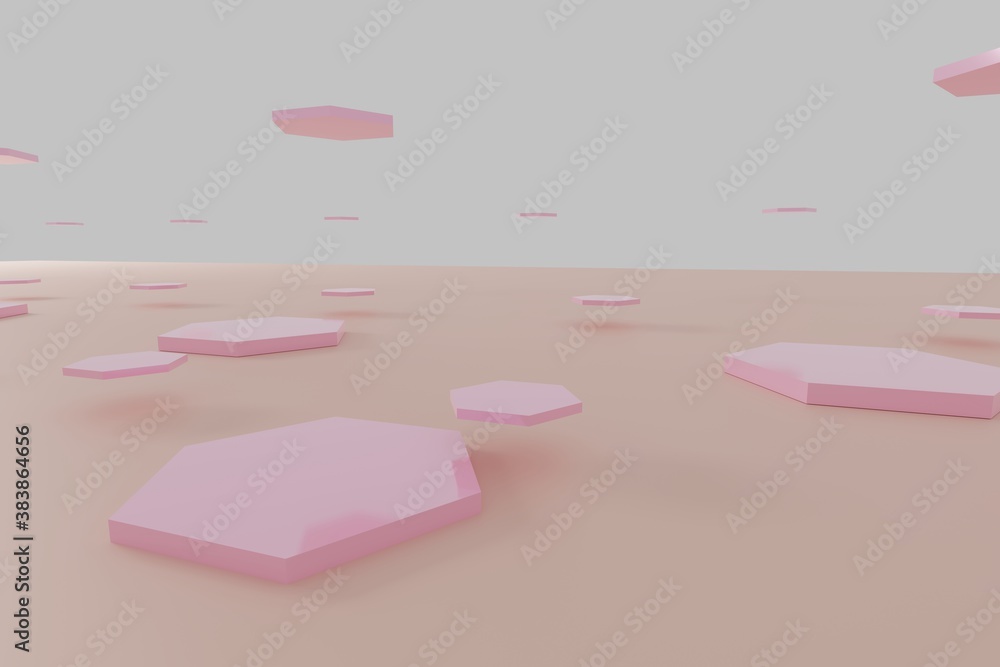 Poster abstract pink hexagon honeycomb background 3d rendering