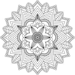 Mandala Circular Pattern for Henna, Mehndi, Tattoo, Decoration. Decorative Ornament in Ethnic Oriental Style. Coloring book page. Vector Mandala with Abstract Elements. isolated on white background.

