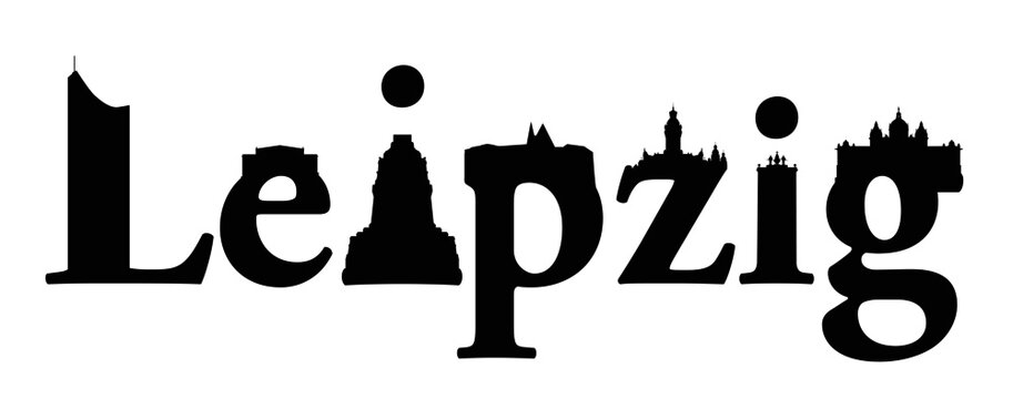 Skyline Leipzig &ndash; Umrisse als Vektorgrafik (Silhouette)