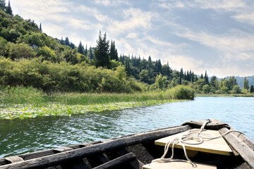 boating and enjoying lake Bacina near the Neretva delta, Croatia