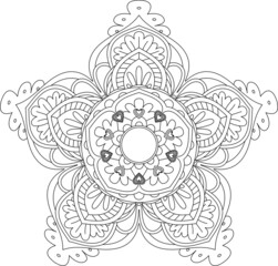 Mandala Circular Pattern for Henna, Mehndi, Tattoo, Decoration. Decorative Ornament in Ethnic Oriental Style. Coloring book page. Vector Mandala with Abstract Elements. isolated on white background.
