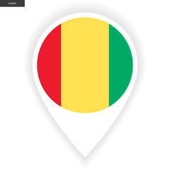 Guinea marker icon with shadow on white background. Guinea pin icon with border isolated on white background.