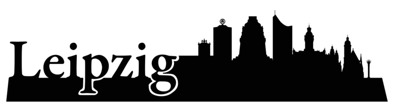 Skyline Leipzig &ndash; Umrisse als Vektorgrafik (Silhouette)