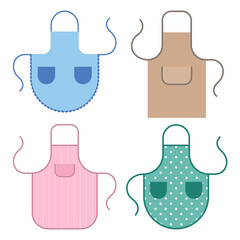 Vector set of isolated aprons. Flat graphics.