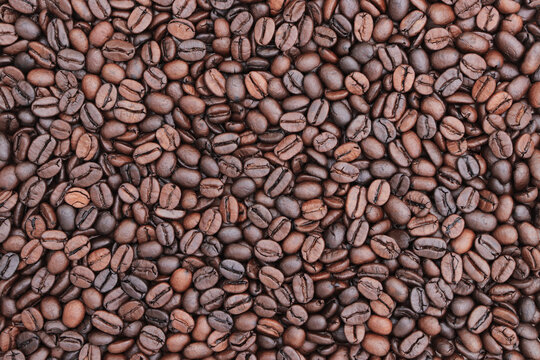 Roasted coffee beans can be used as background material
