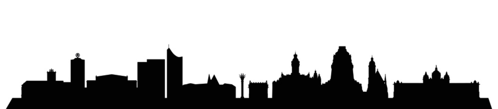 Skyline Leipzig &ndash; Umrisse als Vektorgrafik (Silhouette)