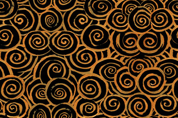 Fototapeta premium Golden spiral brushstroke seamless pattern