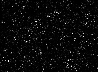 Real snow on black background as texture