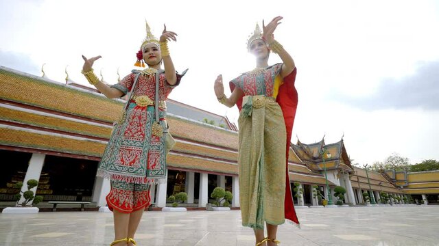 Traditional Thai female Dancers. Bangkok, Thailand.