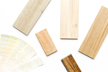 Sample of wood and countertops samples for furniture design, top view