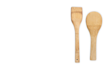 two wooden spoons isolated with white background