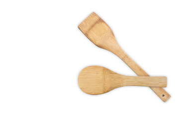 two wooden spoons isolated with white background