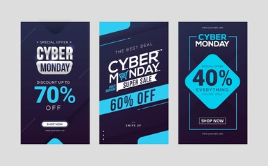 Cyber monday sale social media stories template design collection