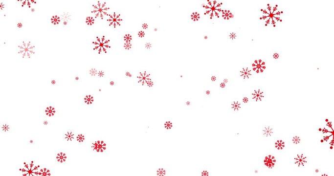 Red snowflakes falling against white background