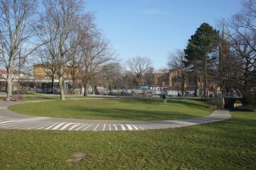 Berlin, Germany_25, February 2019_Winter View of Kleiner Tiergarten Park.
