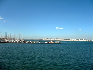 Harbor at the mouth of the Guadiana river on the border of Spain and Portugal