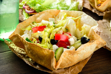 Taco Salad in a Tortilla Bowl